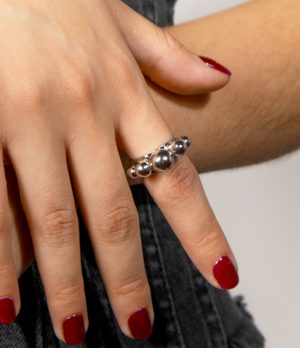 anillo bolas plateado 2 Anillo Esferas