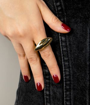 anillo ovalado dorado Anillo Gota larga